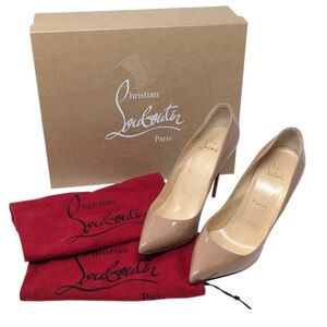 Christian Louboutin Nude Pigalle Follies 100 Patent Leather Pump Heel EU 38.5
